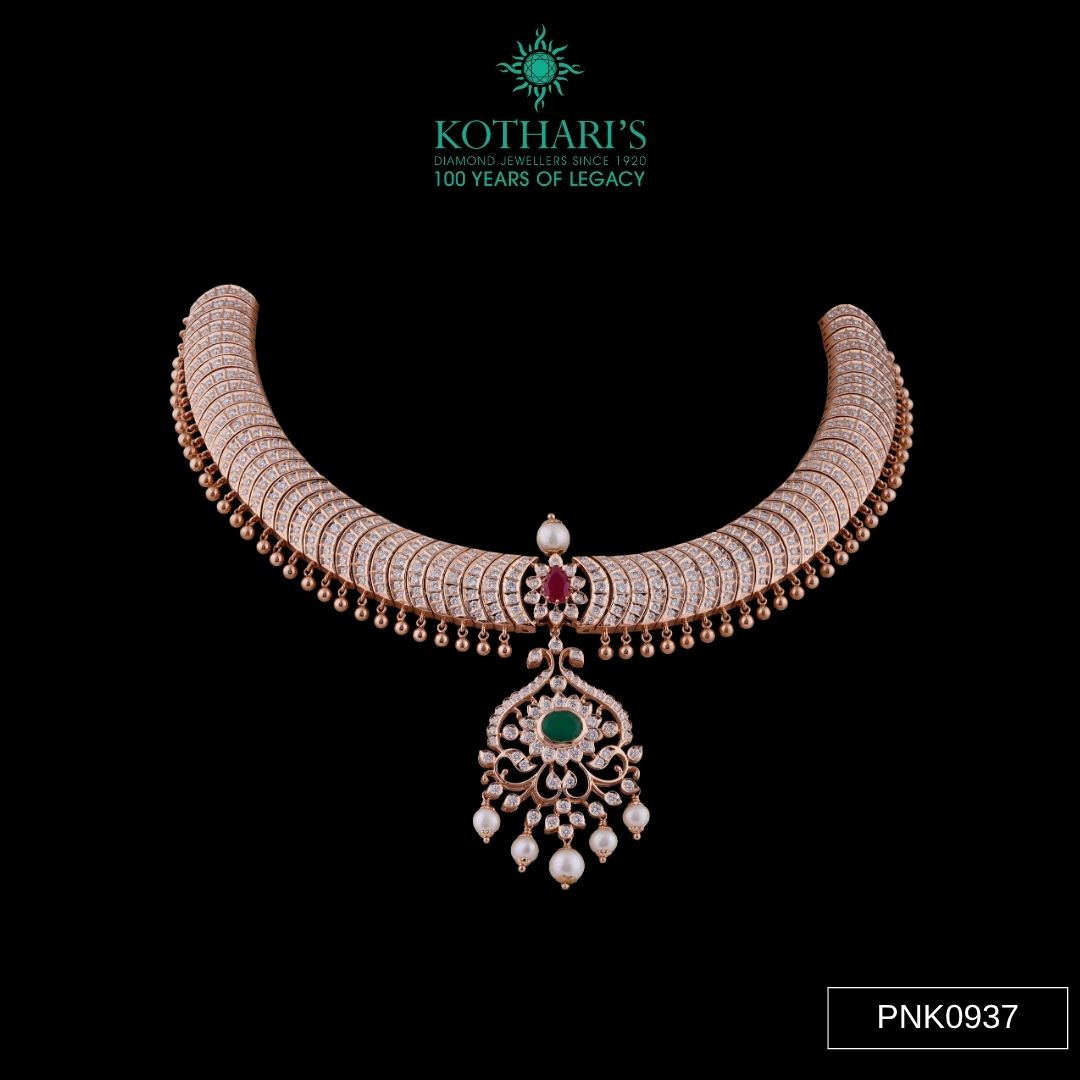 Emerald & Ruby Diamond Necklace in 18KT Rose Gold