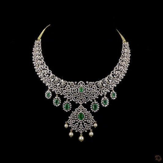 Emerald & Ruby Diamond Necklace in 18KT Yellow Gold