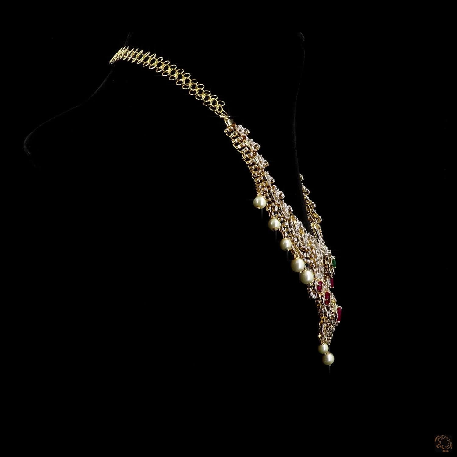 Emerald & Ruby Diamond Necklace in 18KT Yellow Gold