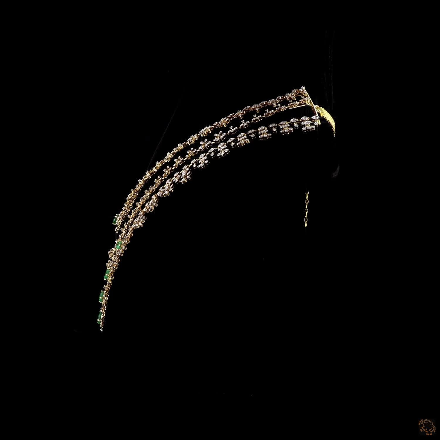 Emerald Diamond Necklace in 18KT Yellow Gold