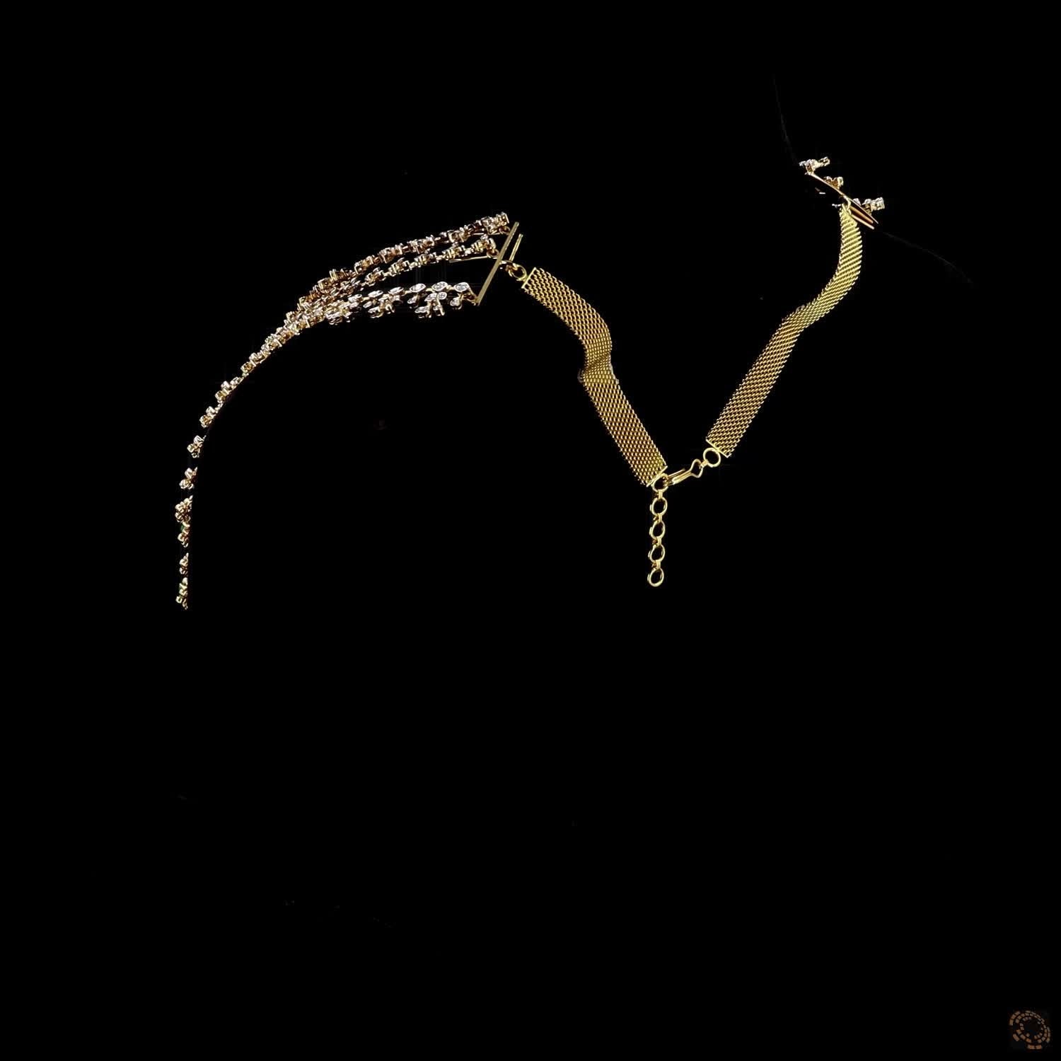 Emerald Diamond Necklace in 18KT Yellow Gold