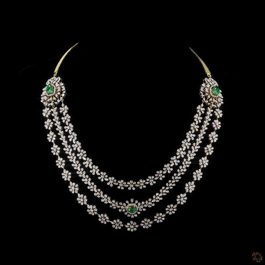 Emerald & Ruby Diamond Necklace in 18KT Yellow Gold