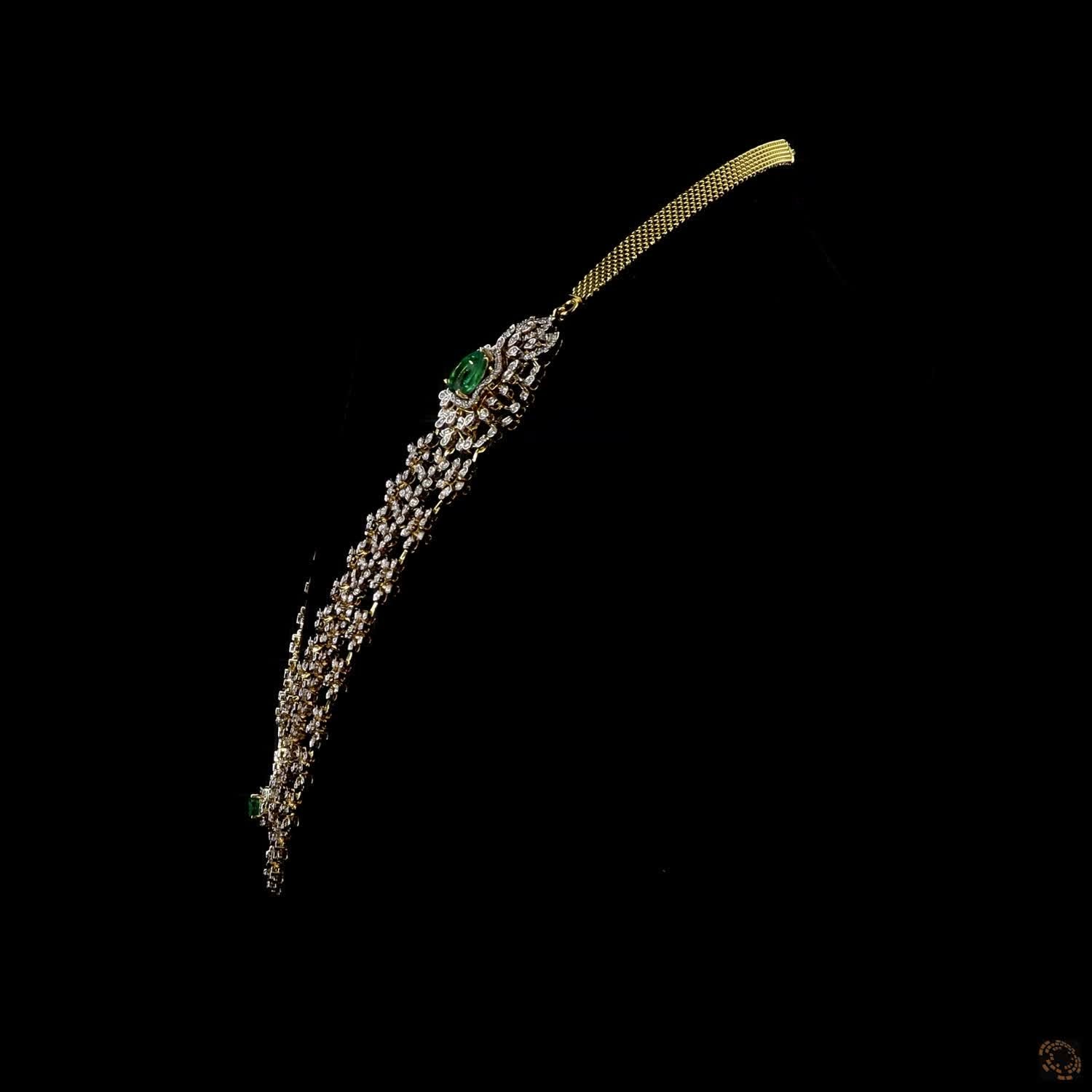 Emerald & Ruby Diamond Necklace in 18KT Yellow Gold