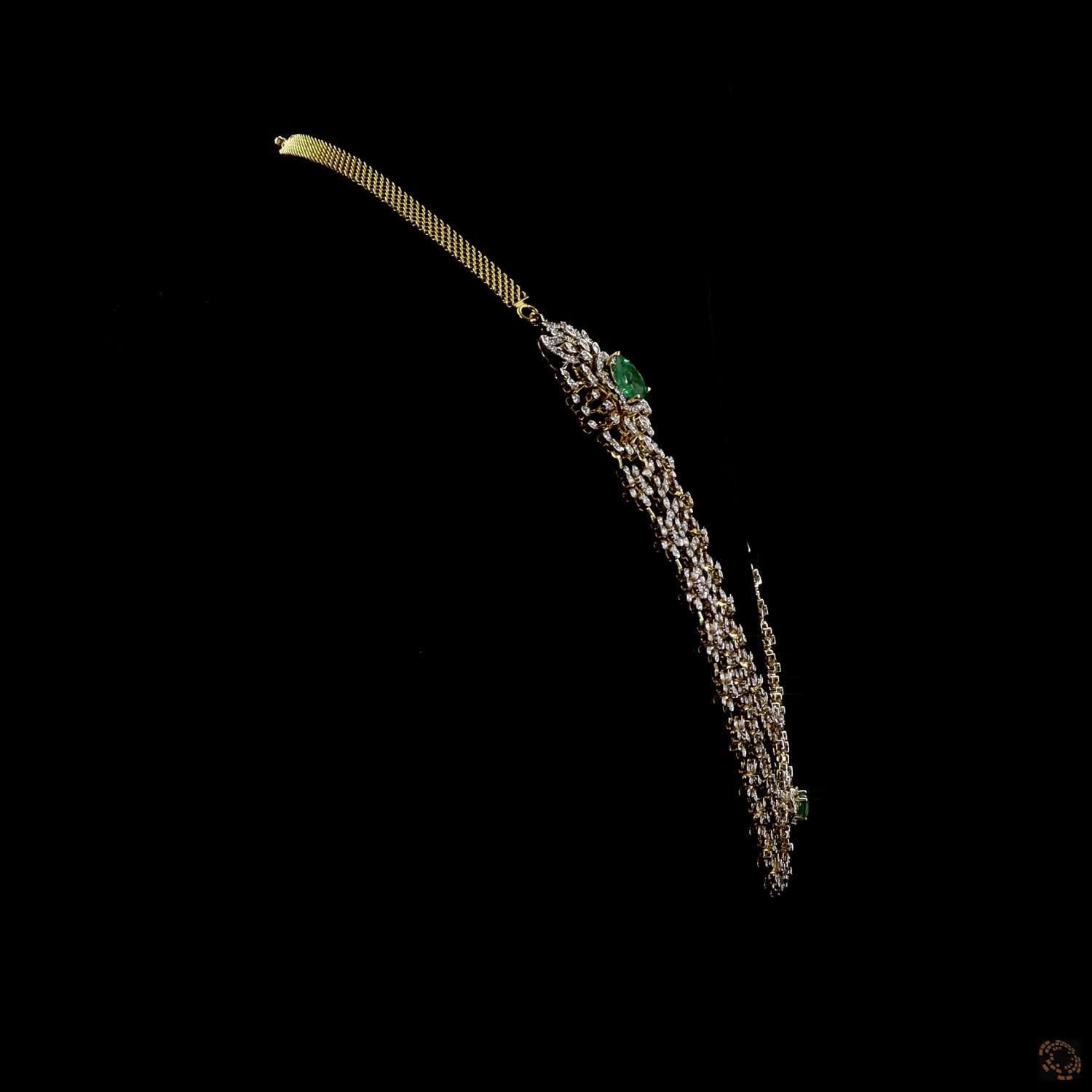 Emerald & Ruby Diamond Necklace in 18KT Yellow Gold