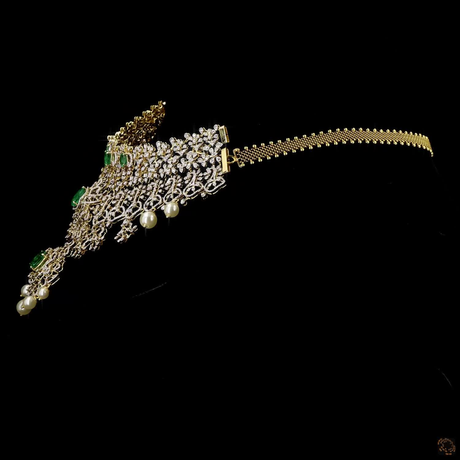 Emerald & Ruby Diamond Necklace in 18KT Yellow Gold