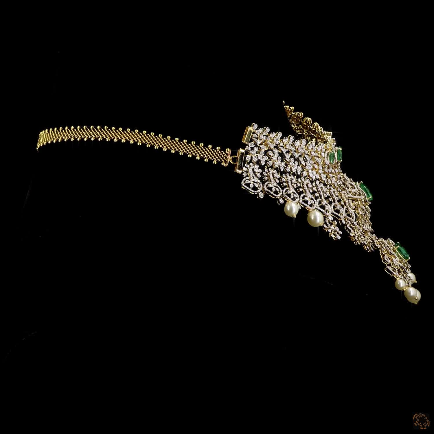 Emerald & Ruby Diamond Necklace in 18KT Yellow Gold