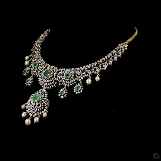 Emerald & Ruby Diamond Necklace in 18KT Yellow Gold