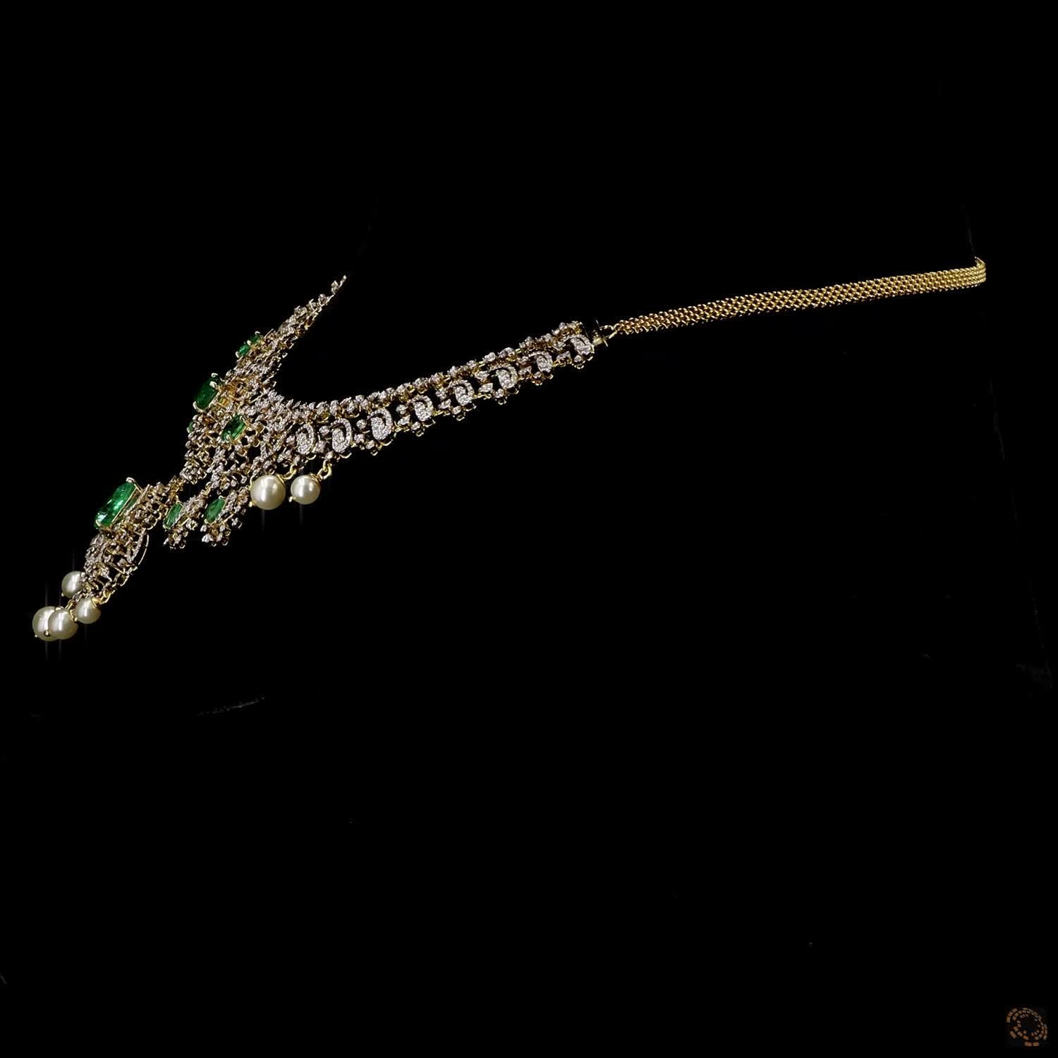Emerald & Ruby Diamond Necklace in 18KT Yellow Gold