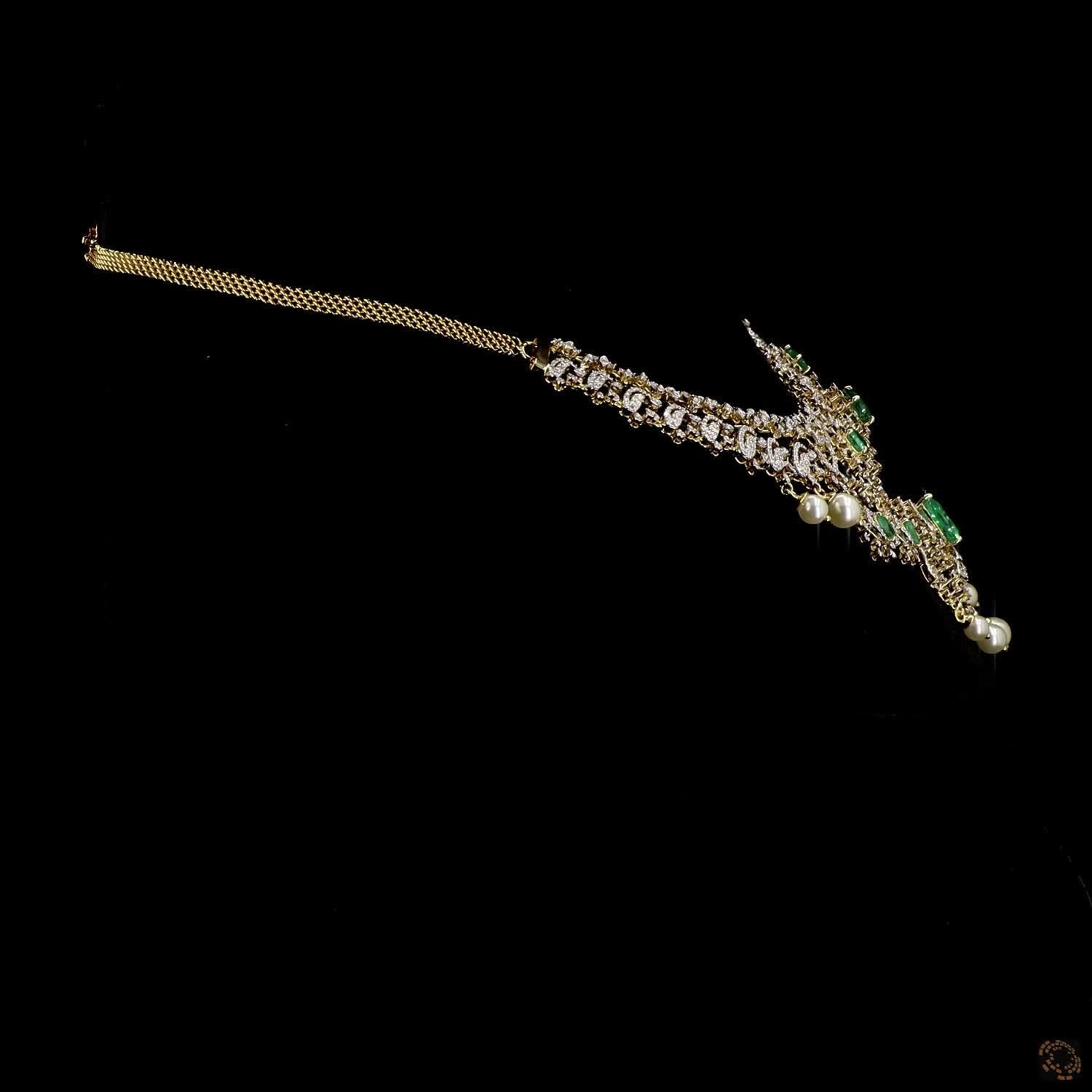 Emerald & Ruby Diamond Necklace in 18KT Yellow Gold