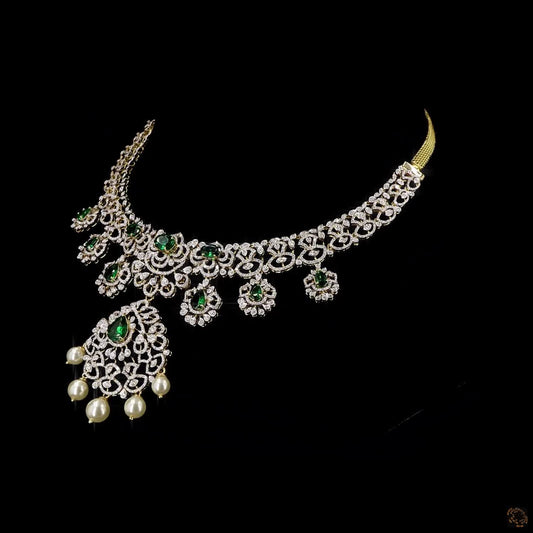 Emerald & Ruby Diamond Necklace in 18KT Yellow Gold