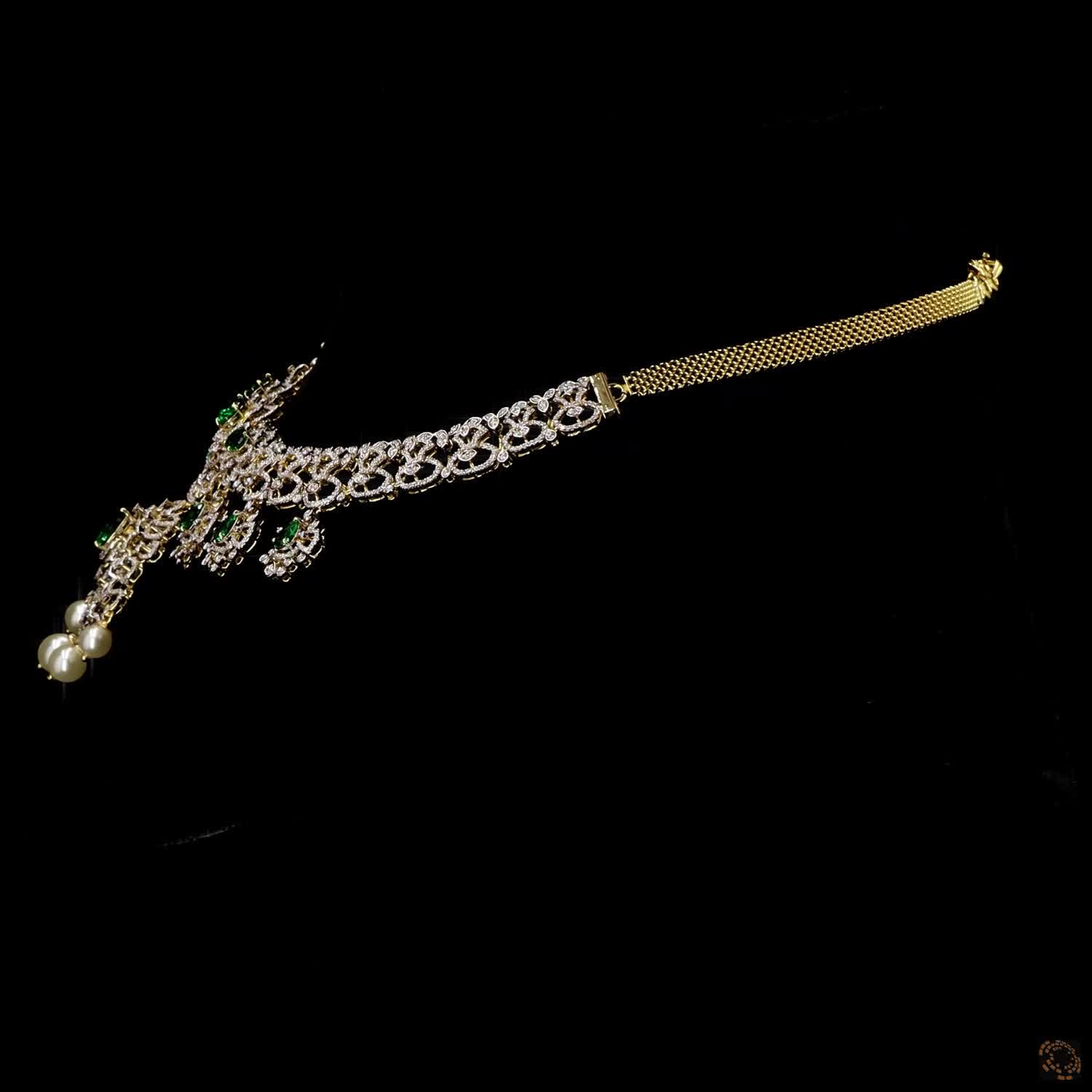 Emerald & Ruby Diamond Necklace in 18KT Yellow Gold