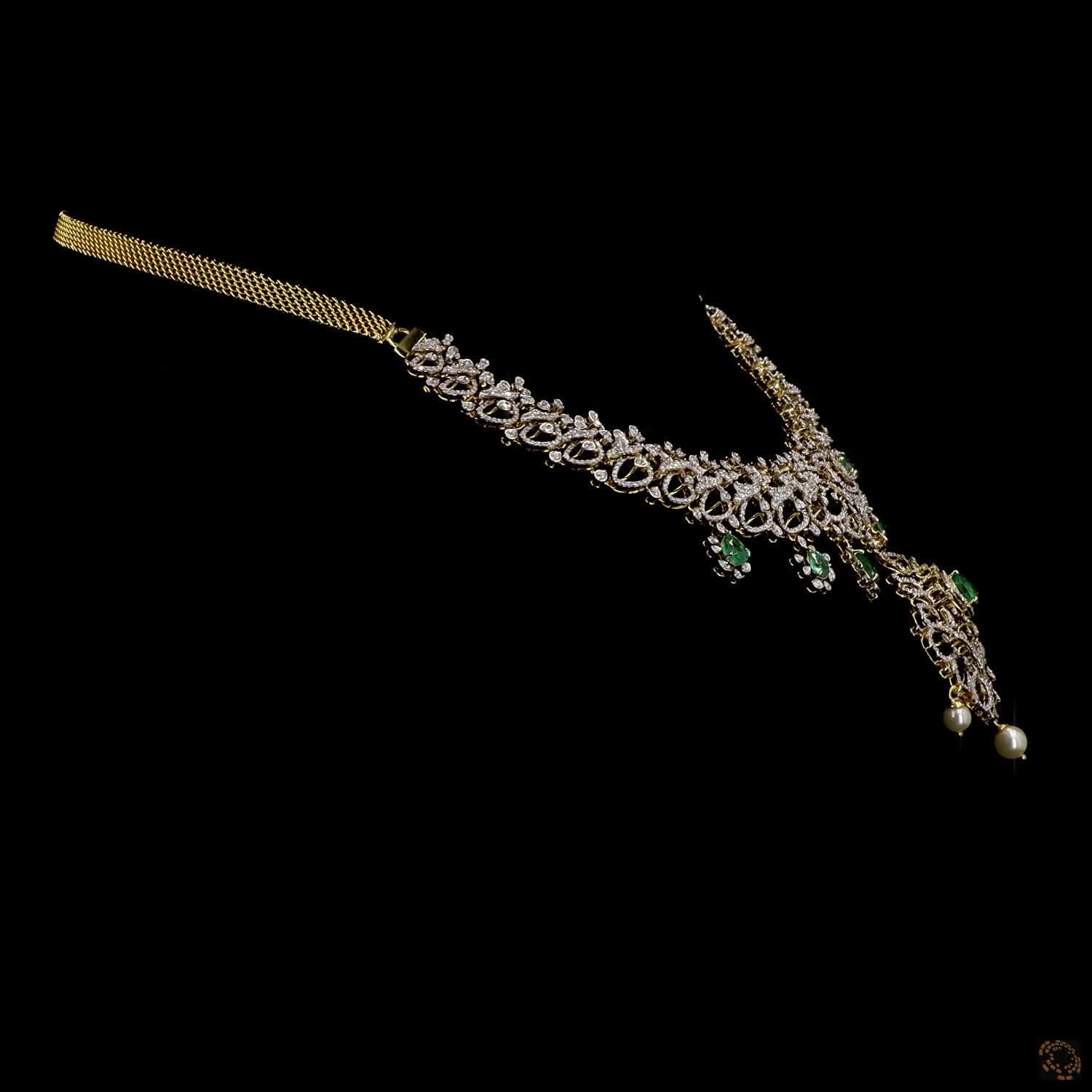 Emerald & Ruby Diamond Necklace in 18KT Yellow Gold