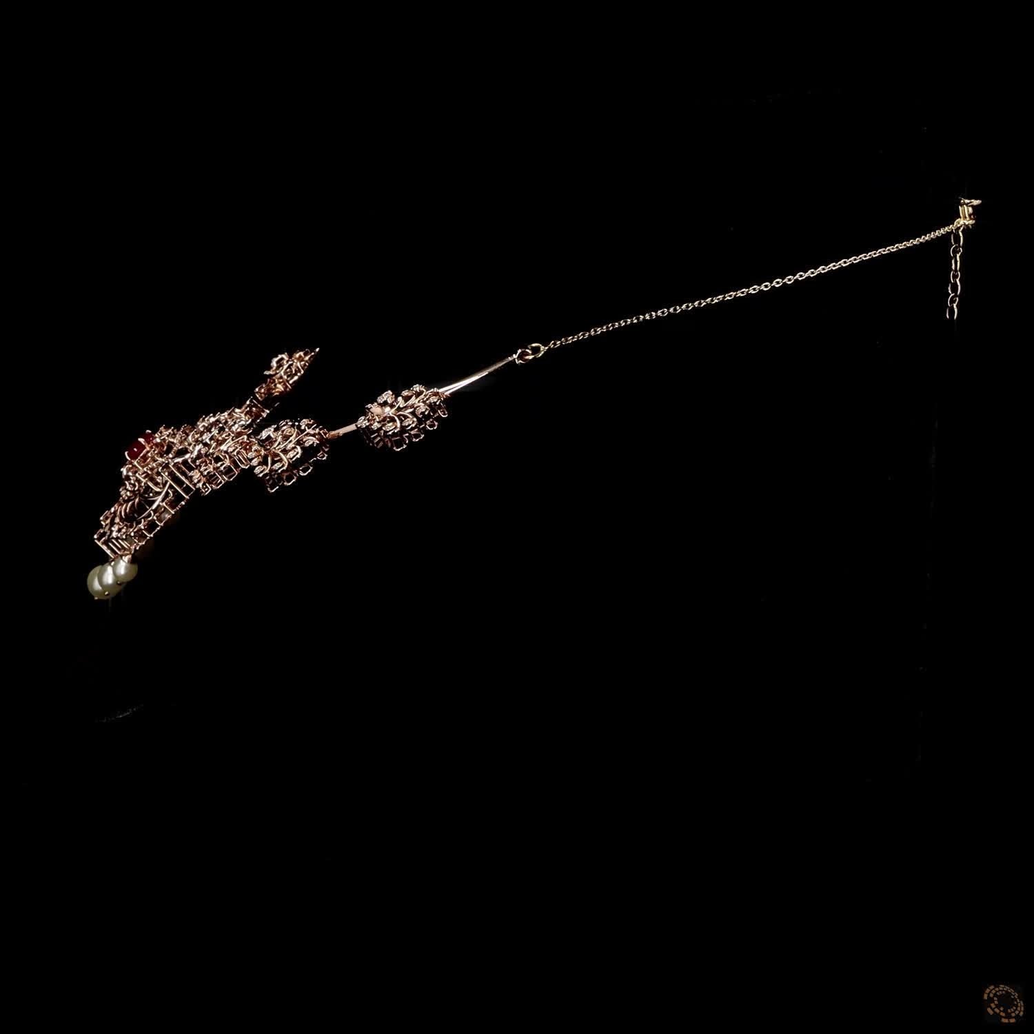 Emerald & Ruby Diamond Necklace in 18KT Yellow Gold