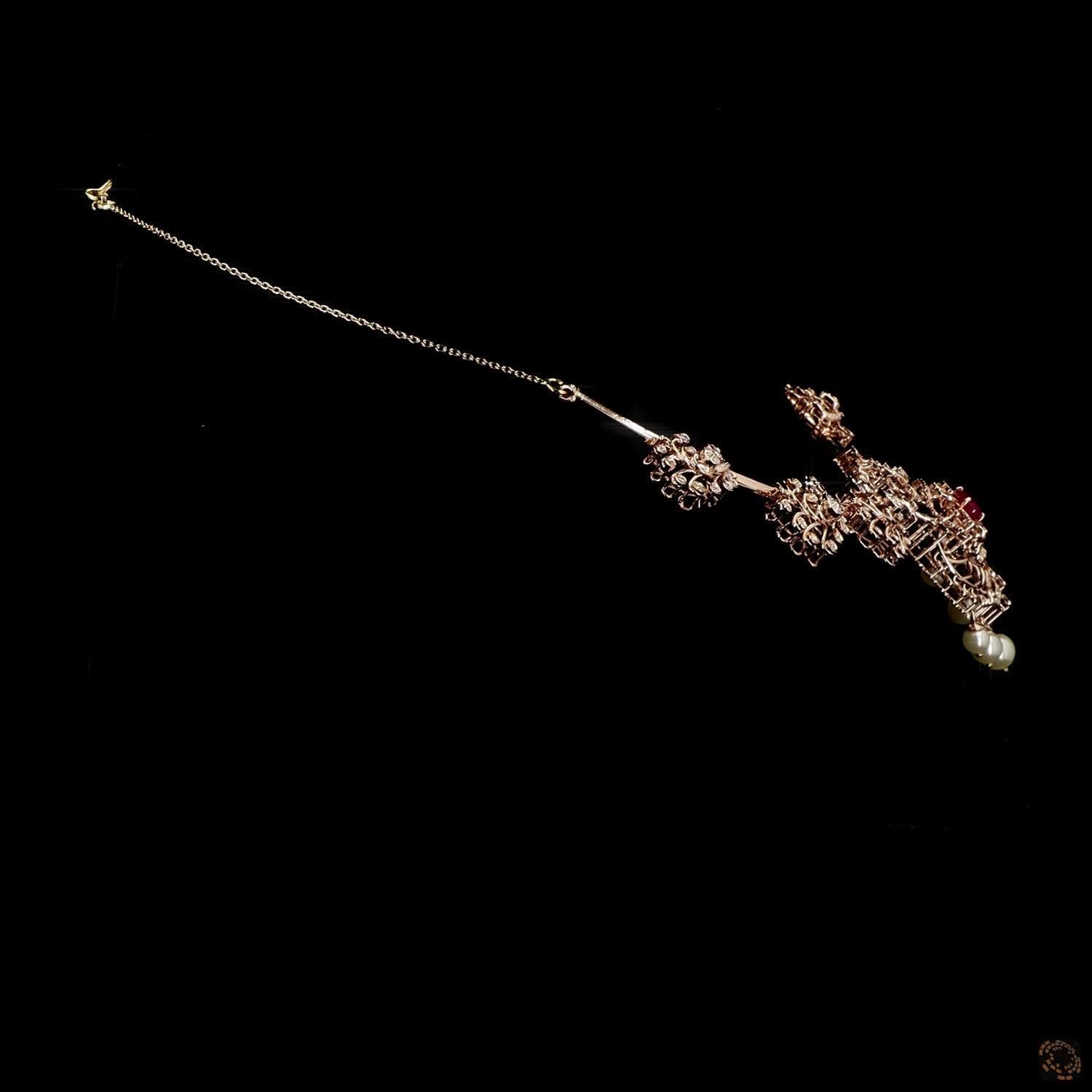 Emerald & Ruby Diamond Necklace in 18KT Yellow Gold