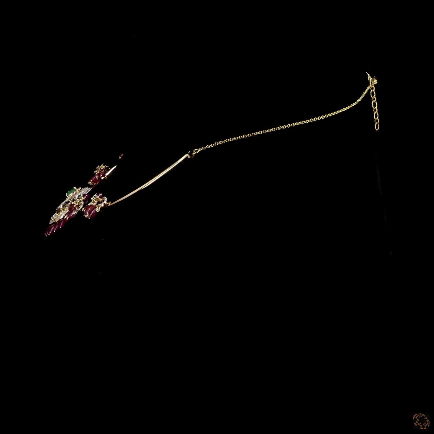 Emerald & Ruby Diamond Necklace in 18KT Yellow Gold