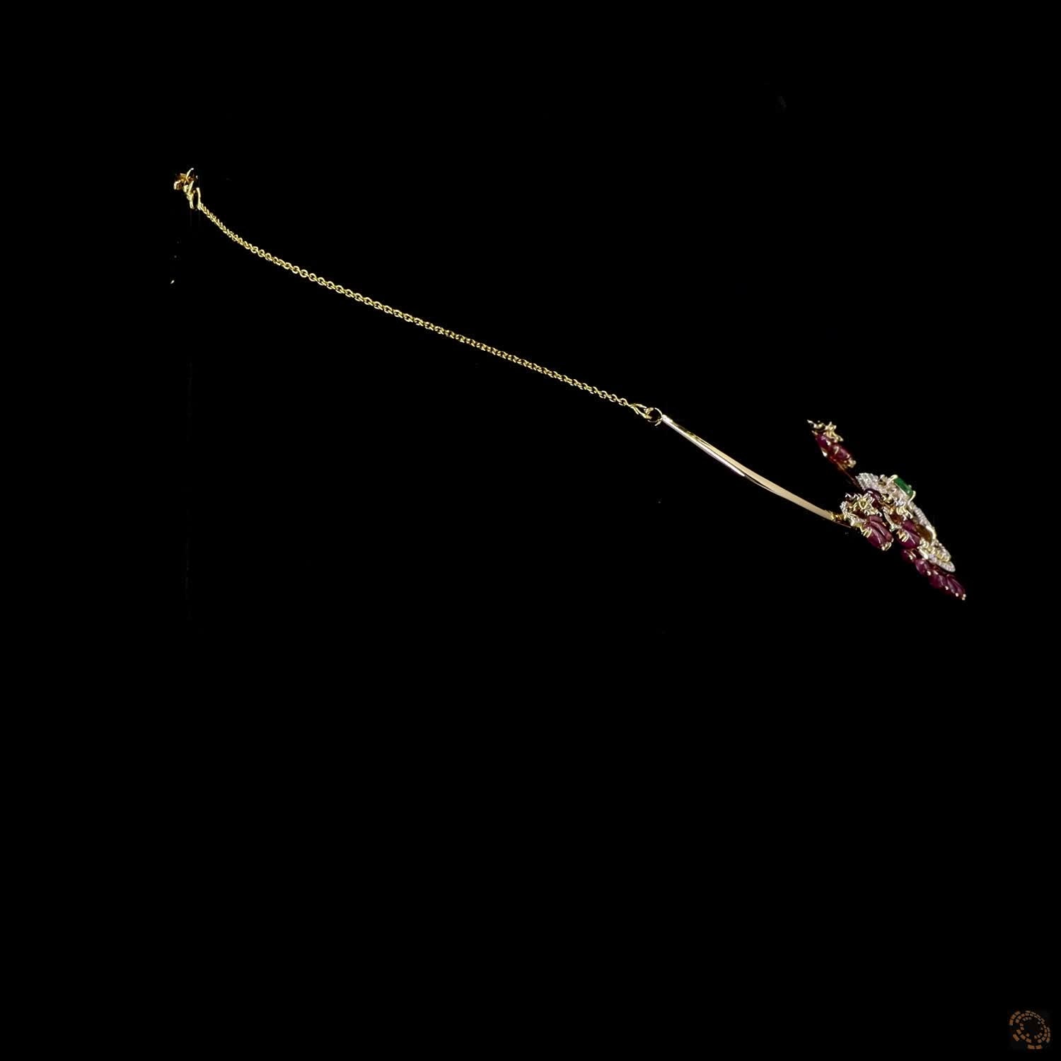Emerald & Ruby Diamond Necklace in 18KT Yellow Gold