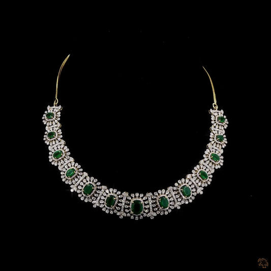 Emerald Diamond Necklace in 18KT Yellow Gold