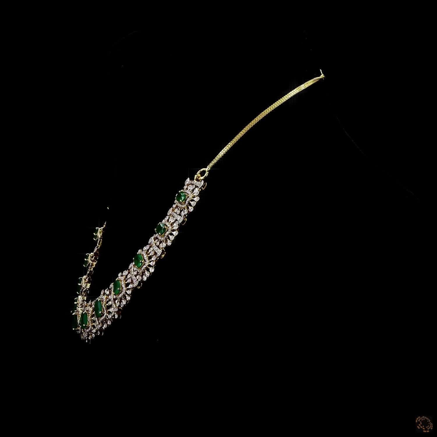 Emerald Diamond Necklace in 18KT Yellow Gold