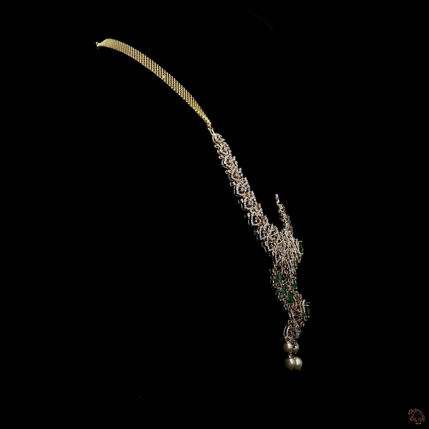 Emerald & Ruby Diamond Necklace in 18KT Yellow Gold