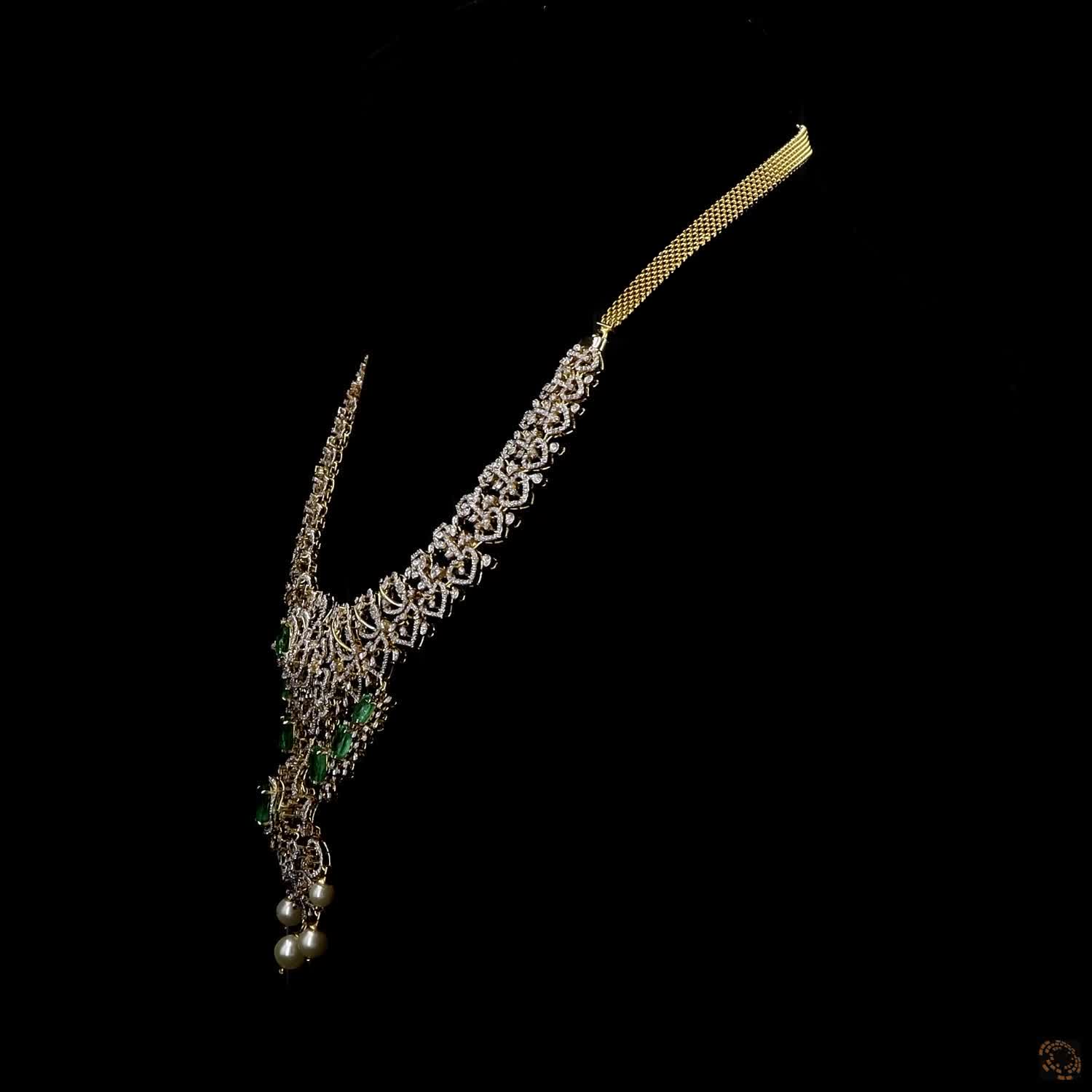Emerald & Ruby Diamond Necklace in 18KT Yellow Gold