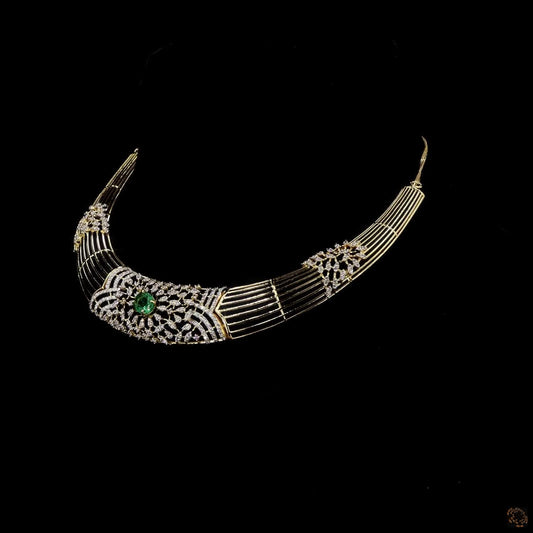 Emerald Diamond Necklace in 18KT Yellow Gold