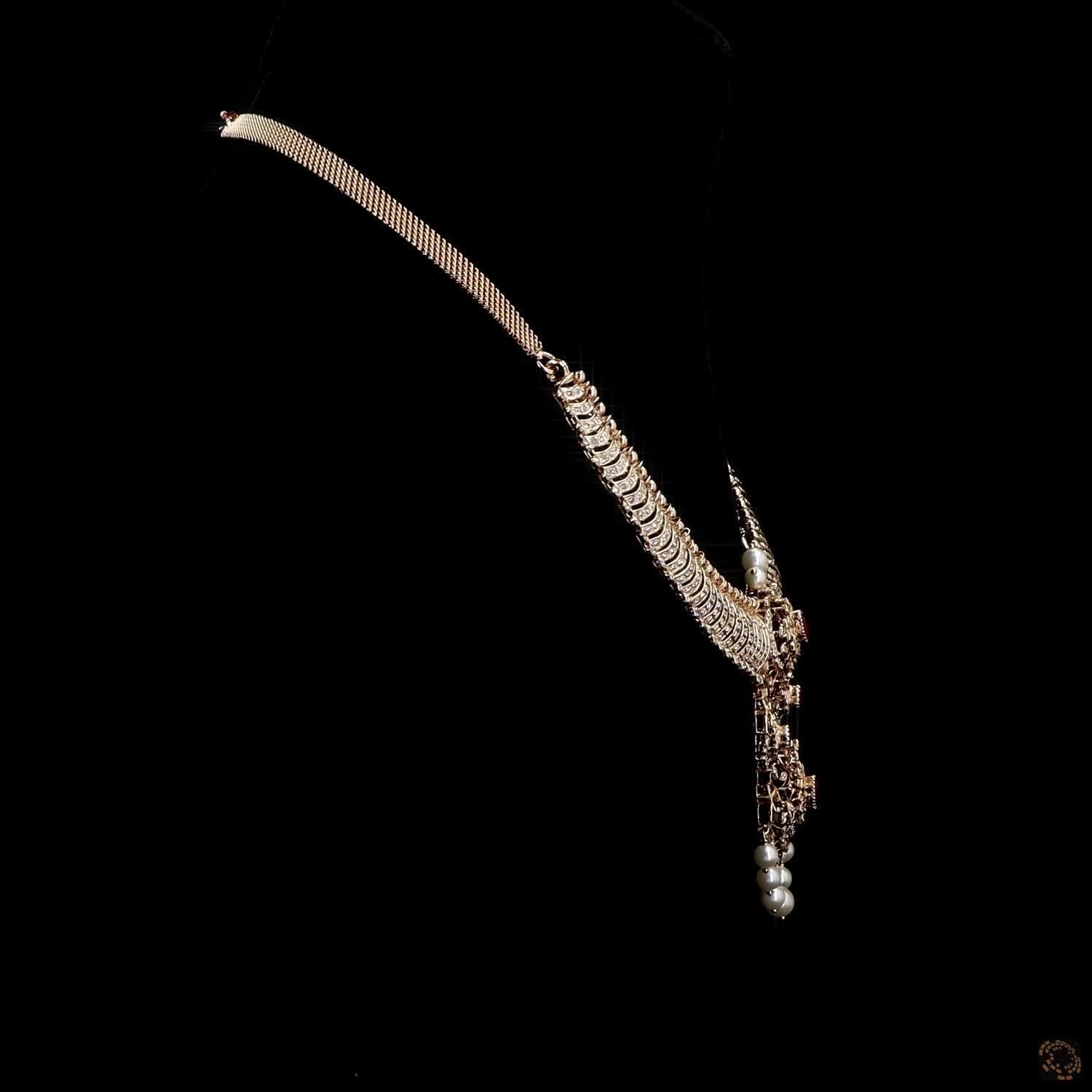 Ruby & Pearl Diamond Necklace in 18KT Rose Gold