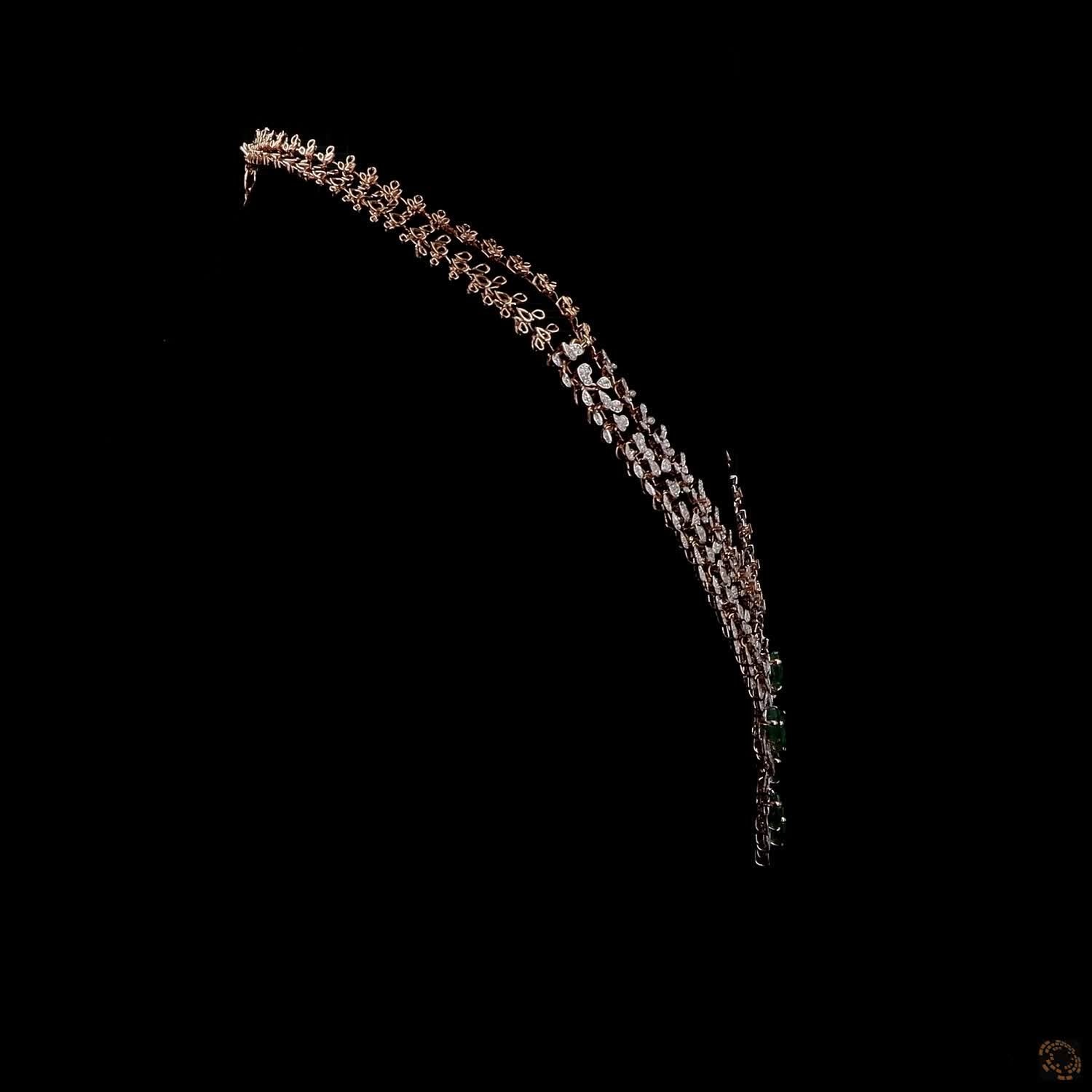 Emerald Diamond Necklace in 18KT Rose Gold