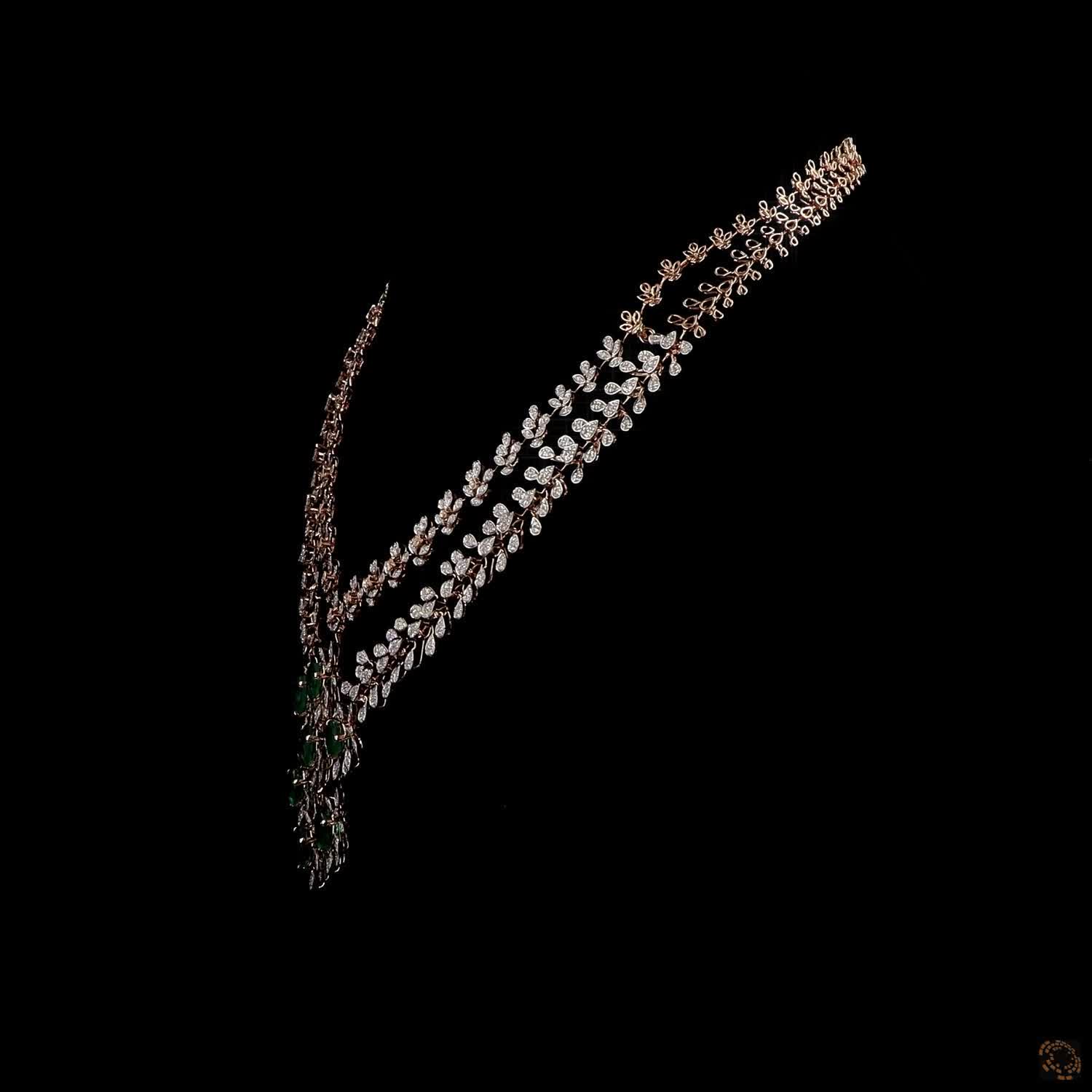 Emerald Diamond Necklace in 18KT Rose Gold