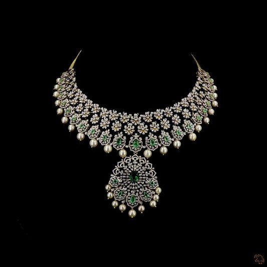 Emerald & Ruby Diamond Necklace in 18KT Yellow Gold