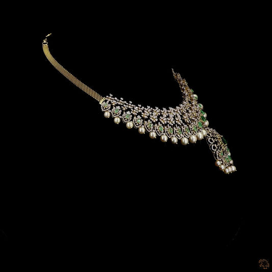 Emerald & Ruby Diamond Necklace in 18KT Yellow Gold