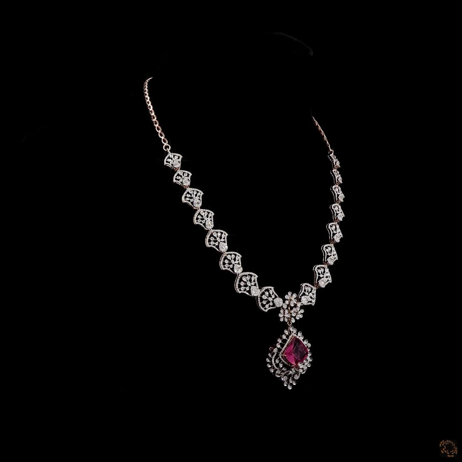 Pink Diamond Necklace in 18KT Rose Gold
