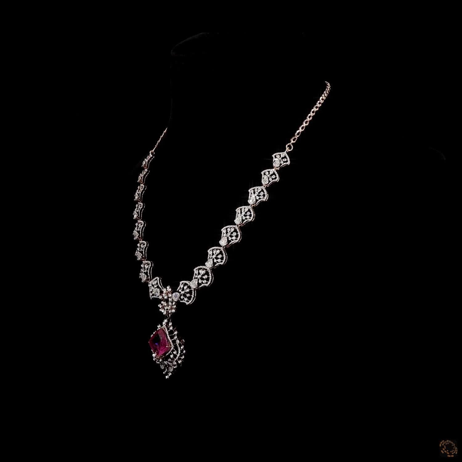 Pink Diamond Necklace in 18KT Rose Gold