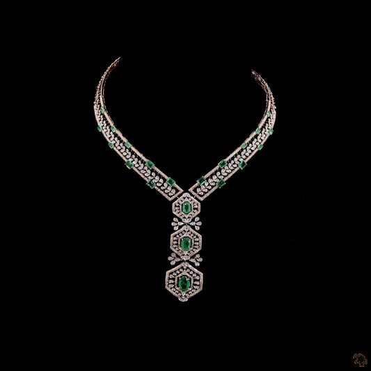 Emerald Diamond Necklace in 18KT Rose Gold
