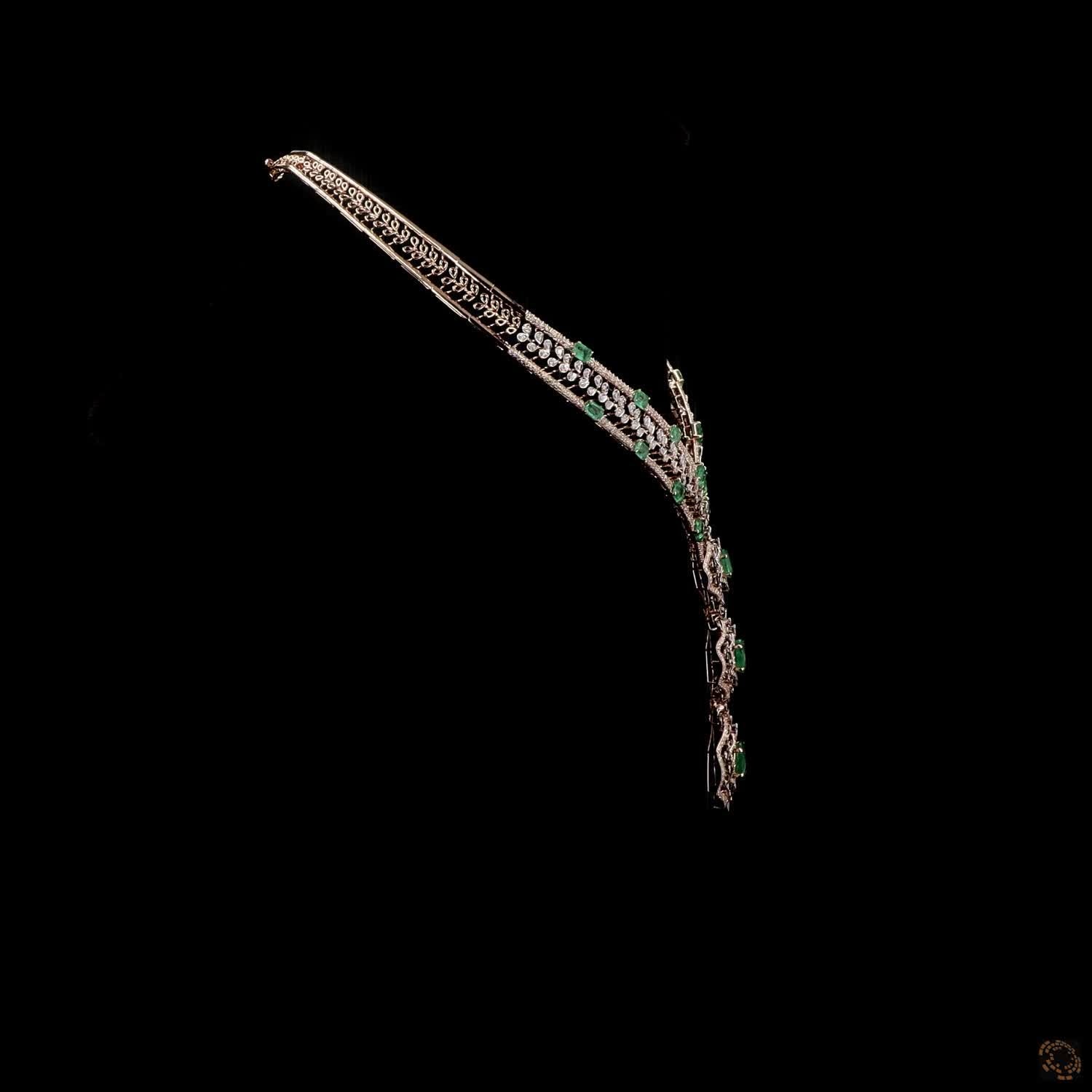 Emerald Diamond Necklace in 18KT Rose Gold