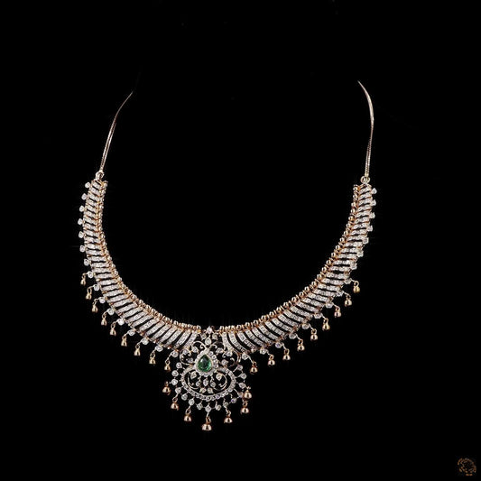 Emerald Diamond Necklace in 18KT Rose Gold