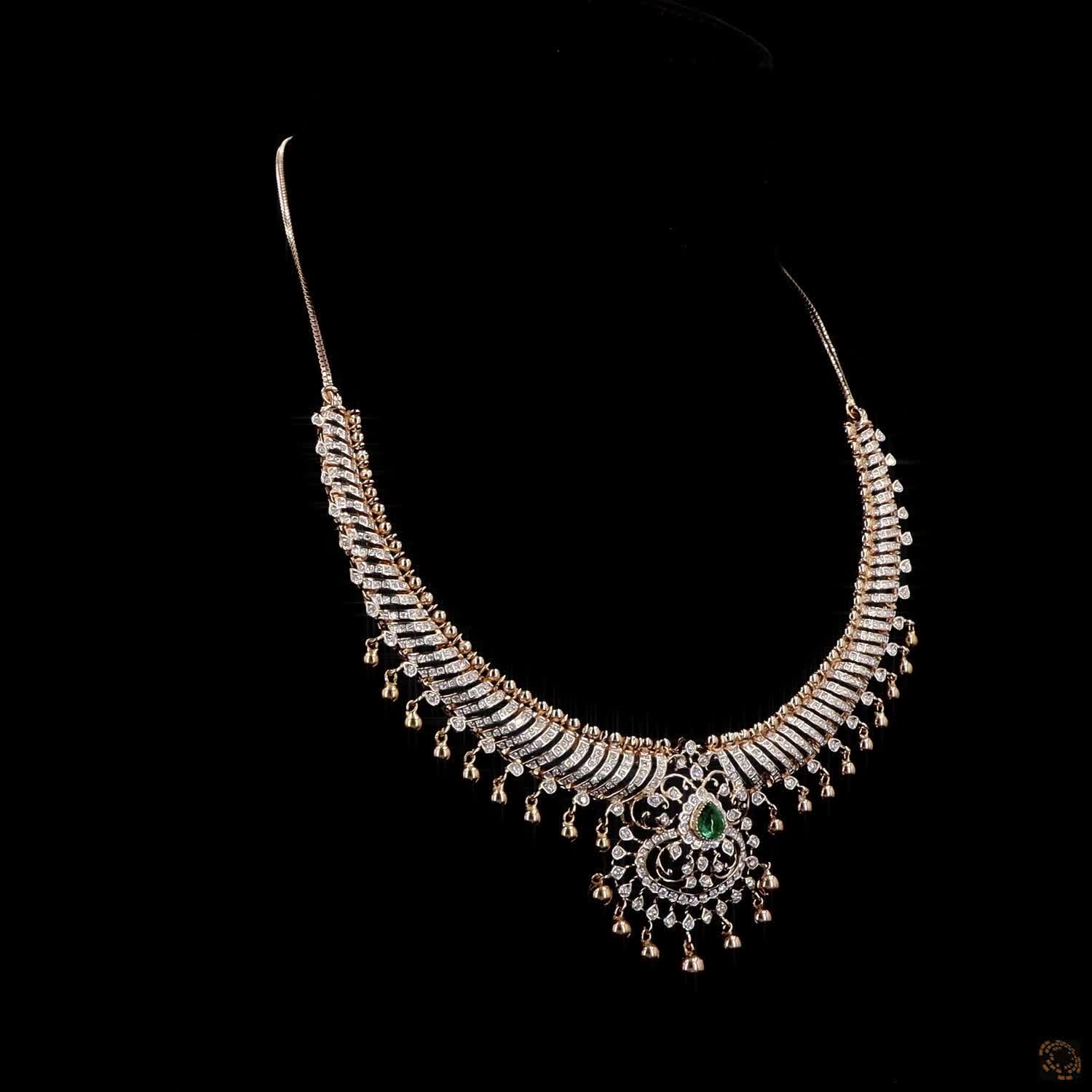 Emerald Diamond Necklace in 18KT Rose Gold
