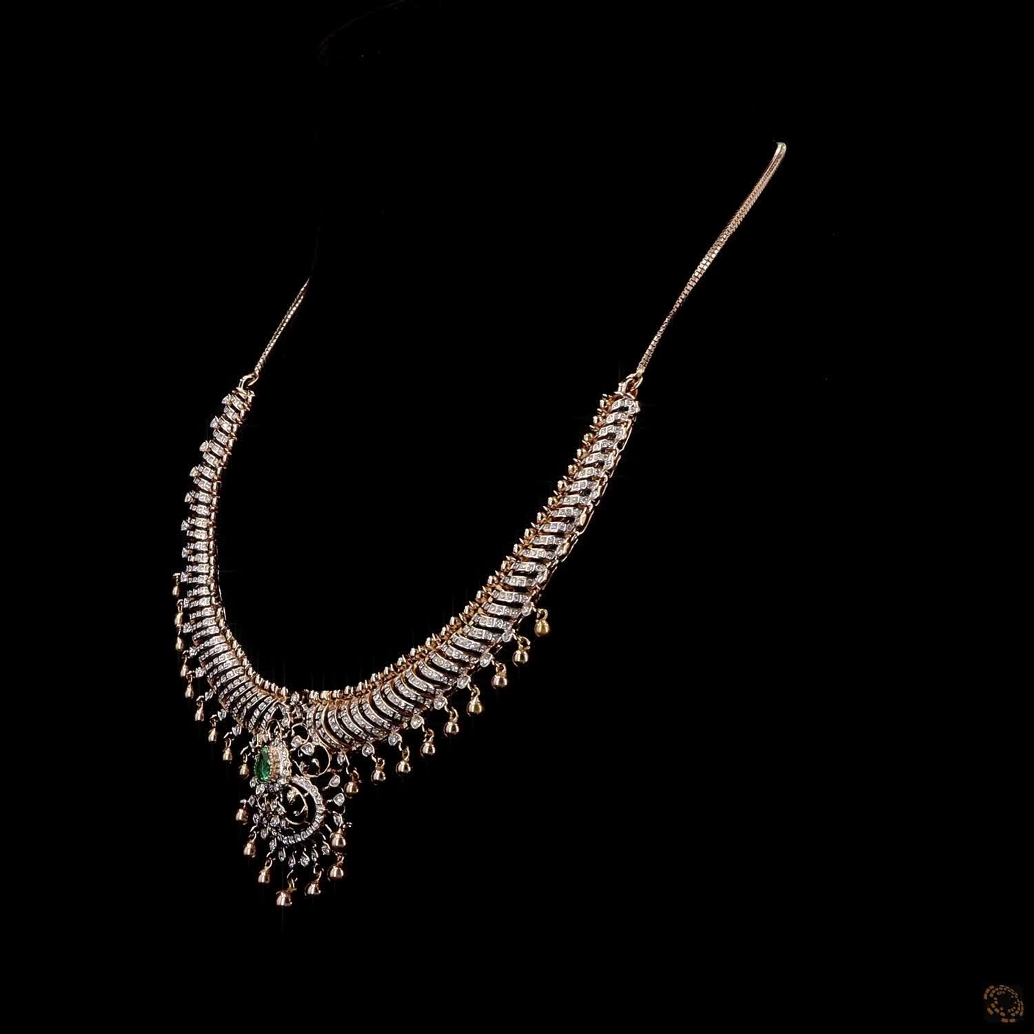 Emerald Diamond Necklace in 18KT Rose Gold