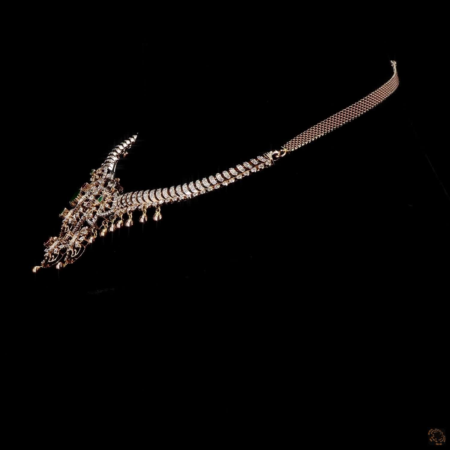 Emerald & Ruby Diamond Necklace in 18KT Rose Gold