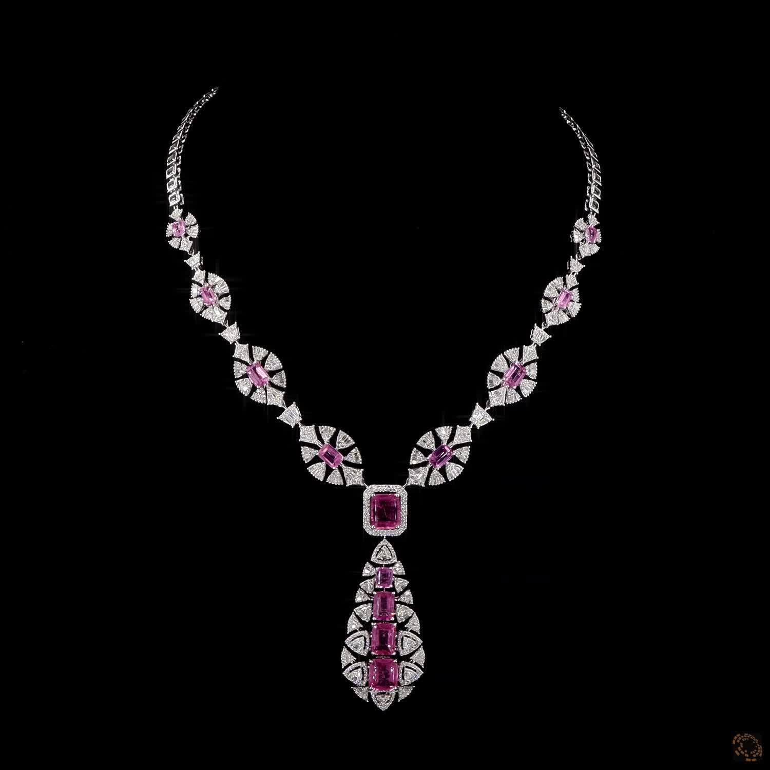Ruby Diamond Necklace in 18KT Yellow Gold