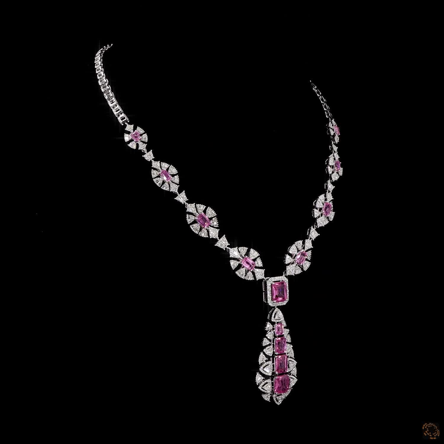 Ruby Diamond Necklace in 18KT Yellow Gold