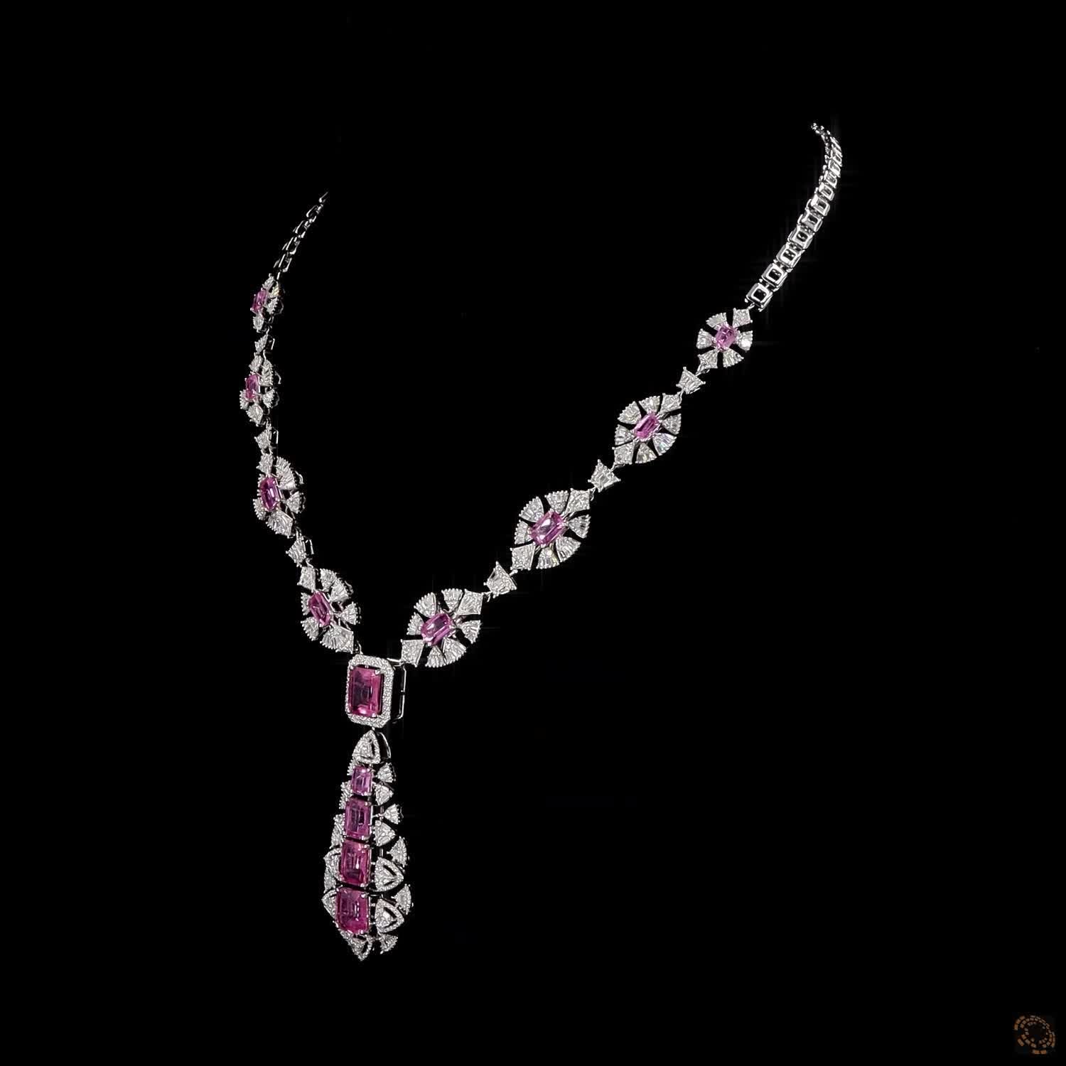 Ruby Diamond Necklace in 18KT Yellow Gold