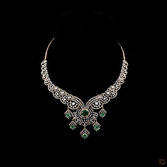 Emerald & Ruby Diamond Necklace in 18KT Yellow Gold