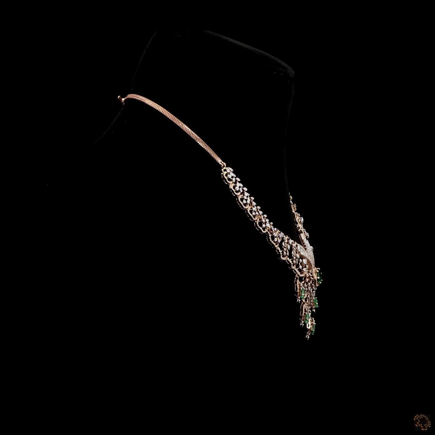 Emerald & Ruby Diamond Necklace in 18KT Yellow Gold