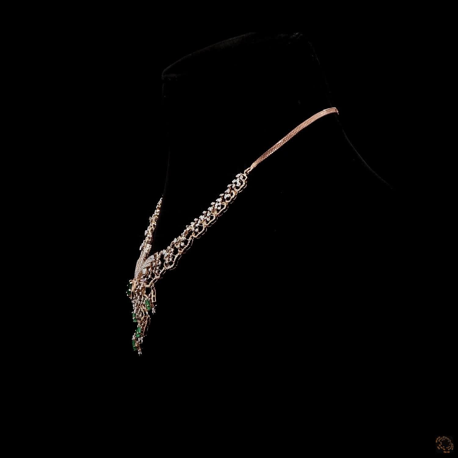 Emerald & Ruby Diamond Necklace in 18KT Yellow Gold
