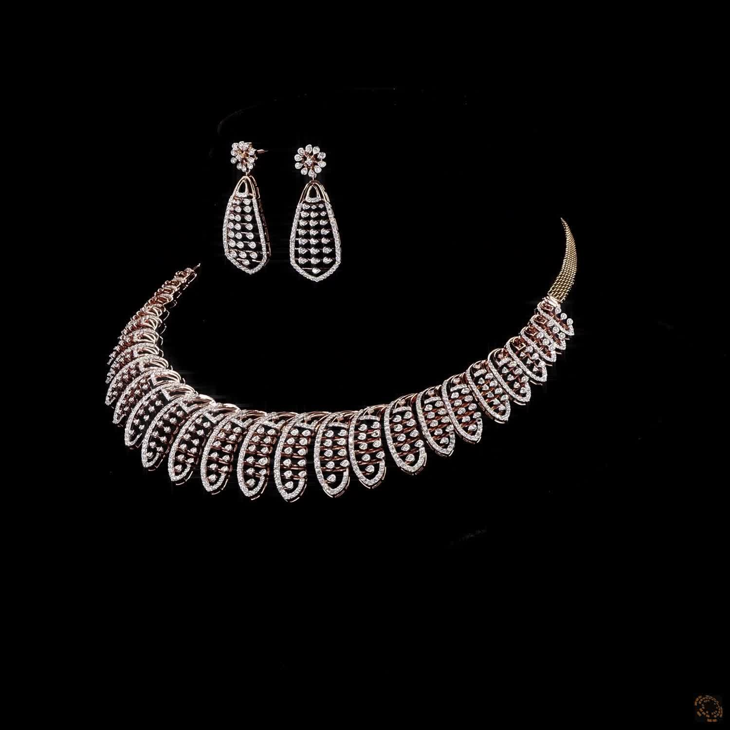Diamond Necklace Set in 18KT Rose Gold