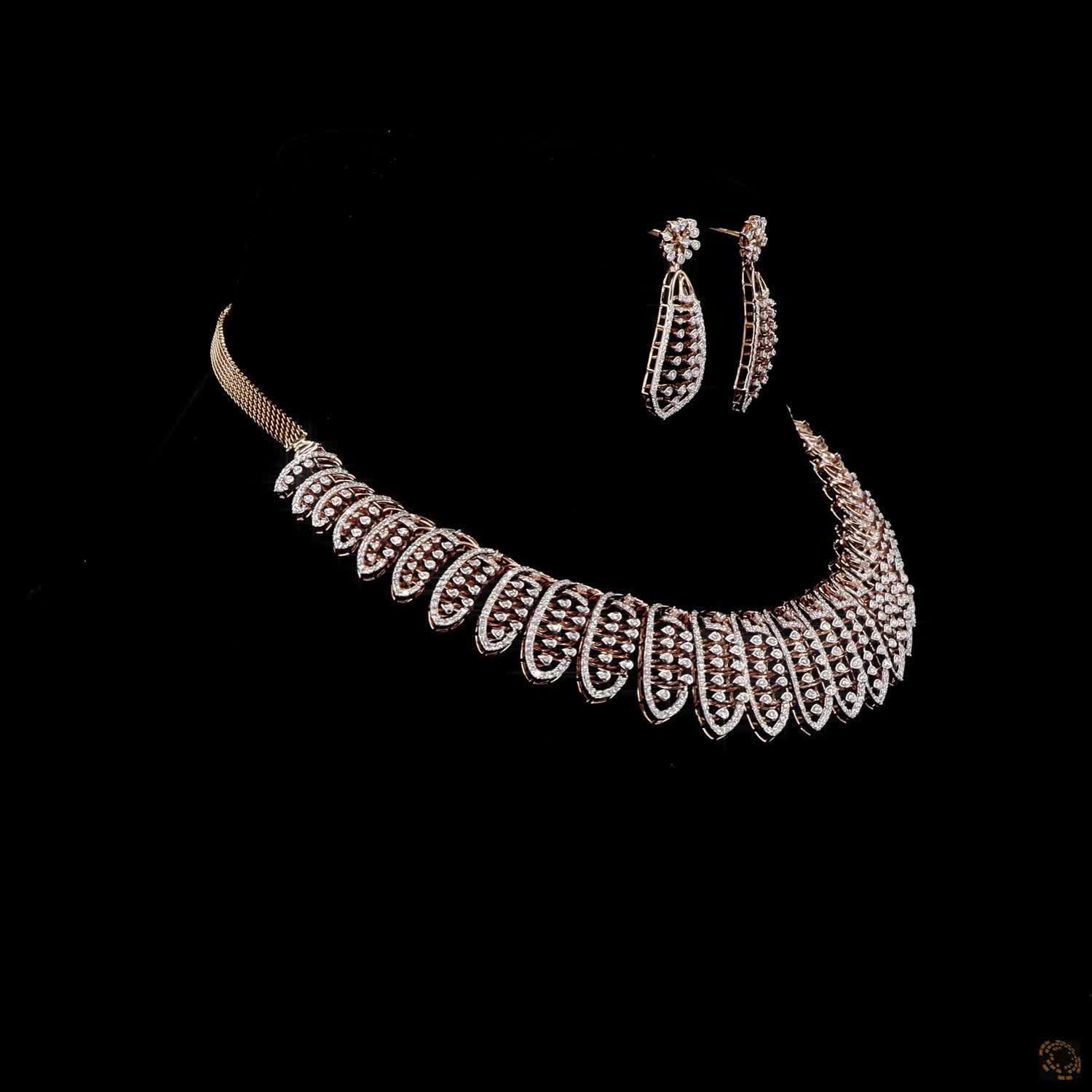 Diamond Necklace Set in 18KT Rose Gold