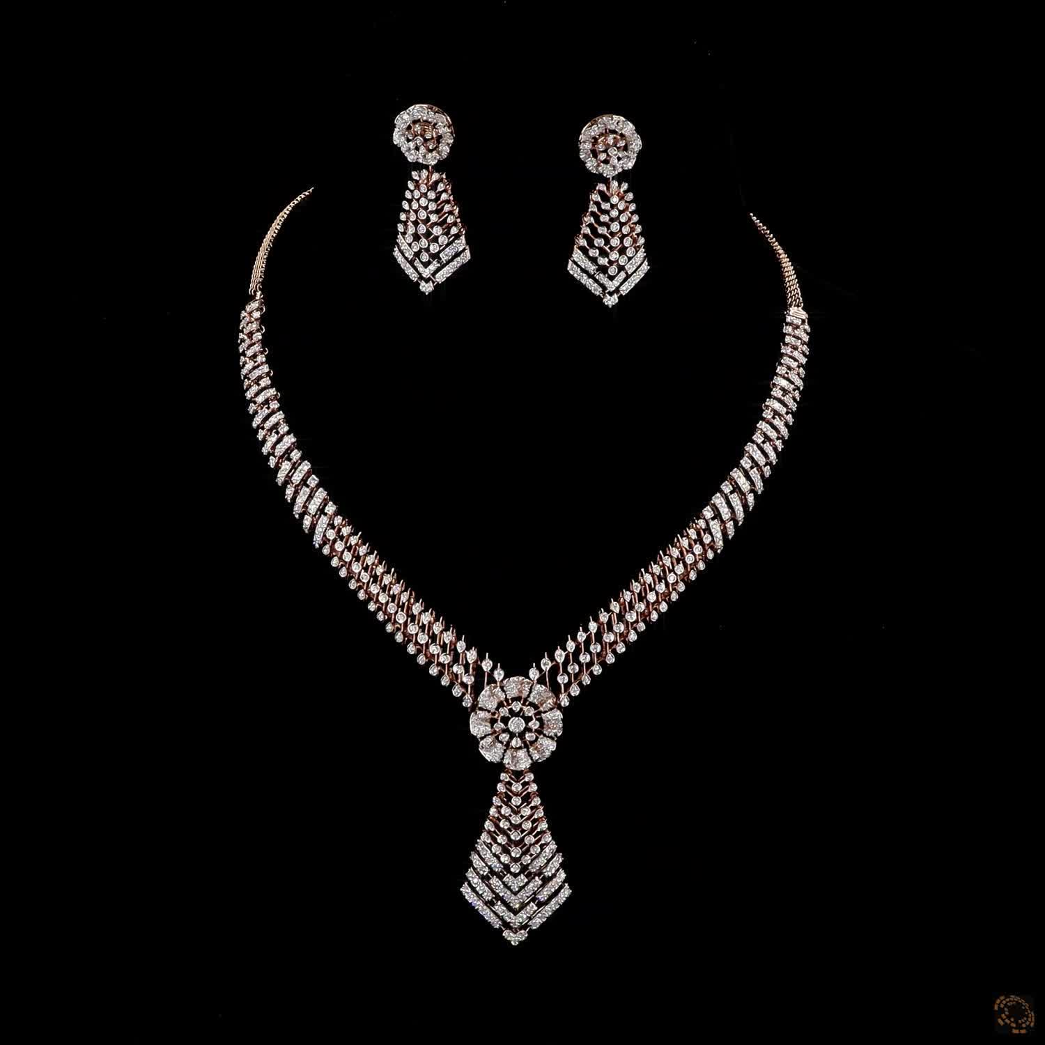 Diamond Necklace Set in 18KT Rose Gold