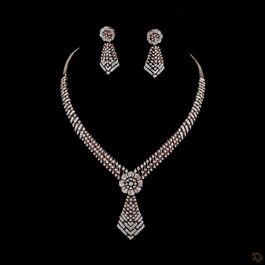 Diamond Necklace Set in 18KT Rose Gold