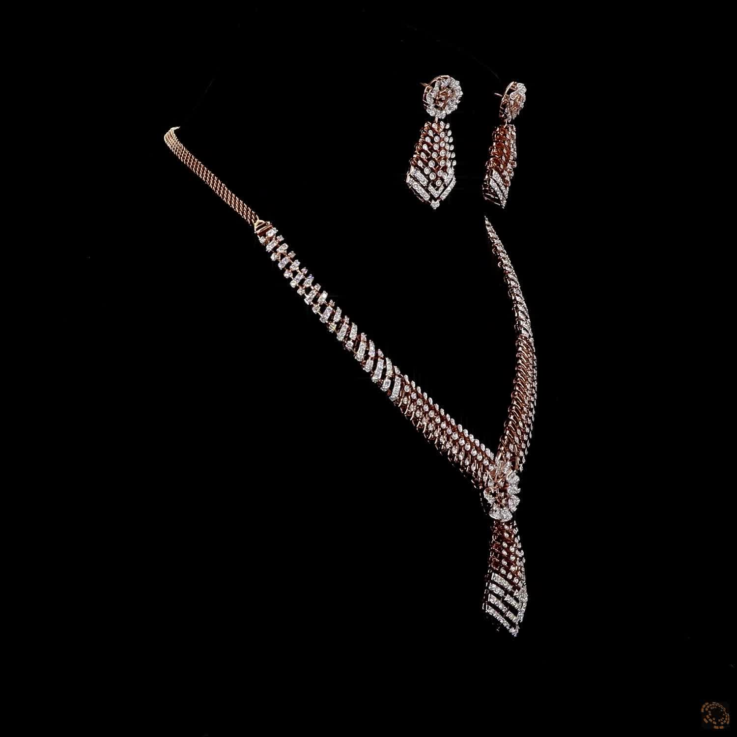 Diamond Necklace Set in 18KT Rose Gold