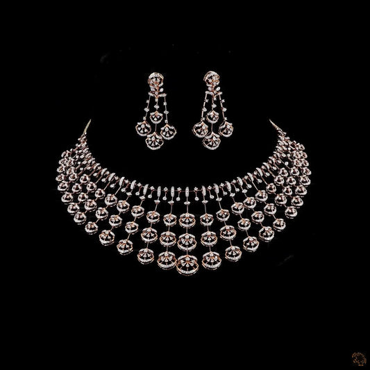 Diamond Necklace Set in 18KT Rose Gold